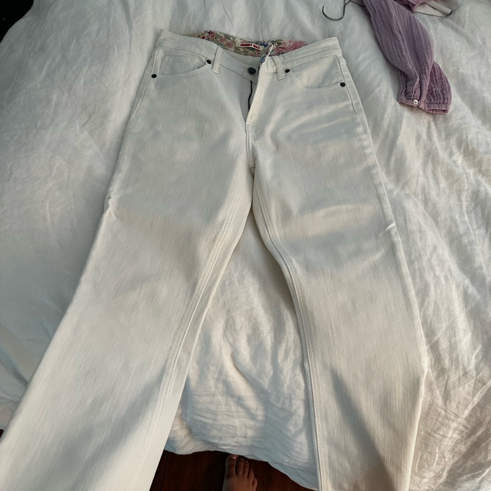 Johnny was butterfly white jeans
